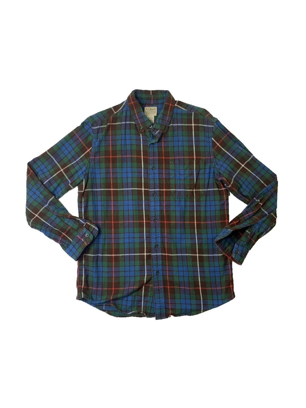 Vintage LL Bean Shirt Mens M Medium Cotton Scotch Plaid Flannel Slightly Fitted